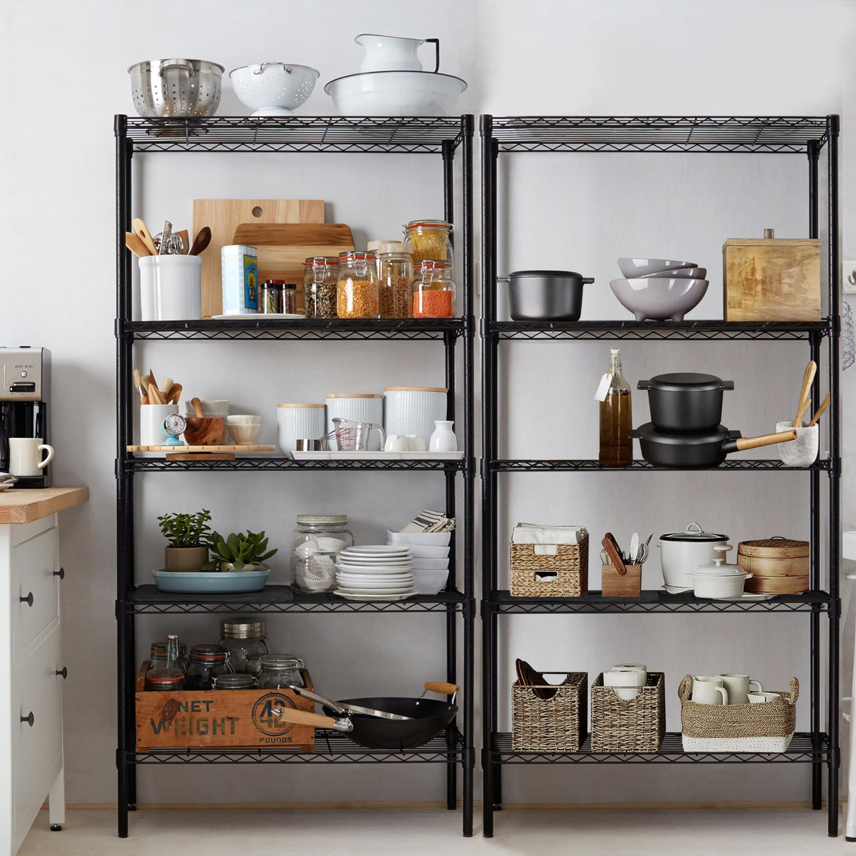 Simple Deluxe 5-Tier Storage Shelves, 21" W x 12" D x 54" H Adjustable Heavy Duty Wire Metal Shelving Unit, Chrome Simple Deluxe