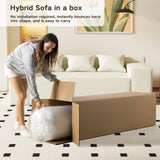 Modern 3-Seater Sofa, Hybrid Sofa in a Box, No Assembly Required, Comfy Sofa Couch with 3 Matching Pillows, Cat-Scratch Resistant Linen, Couch for Living Room or Bedroom, Beige PurrJoys