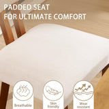 MOJAY Mid Century Modern Dining Chairs Set of 2, Upholstered Linen Fabric Farmhouse Side Chairs with Curved Backrest for Kitchen, Dining Room, Restaurant, or Patio, Off-White MOJAY