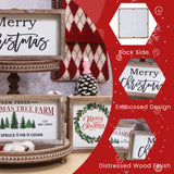 FESTWIND Christmas Tiered Tray Decor, Merry Christmas Block Sign Embossed Metal With Wood Frame - Shelf, Mantel, Home Decor - Rustic Farmhouse Christmas Decoration FESTWIND