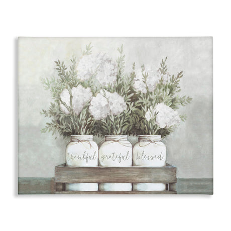 Stupell Industries Pristine Hydrangea Bouquets Thankful Grateful Blessed Sentiment Canvas Wall Art Design by Dogwood Portfolio Stupell Industries