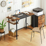 HOOBRO Computer Desk, Home Office Desk with Power Outlet, Writing Desk with 2 Shelves, Modern Small Desk for Home Office, Study, Easy to Assemble, Rustic Brown and Black BF43UDN01 HOOBRO