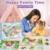 Wooden Princess Puzzles for Kids Age 3 4 5 Year Old, 4 Pack 24 Pcs Montessori Toddler Jigsaw Puzzles for Girl boy Activities Preschool Learning Educational Birthday Gift Travel Autistic Wooden Toys LACCHOUFEE