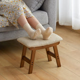 Foot Stool,Ottoman Foot Rest,Bamboo Foot Stool Under Desk,Small Stool for Living Room, Bedroom and Kitchen (Brown legs - Beige stool surface) Furshus