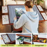 Ostutry Rotating Puzzle Table with Drawers - 1500 Pieces Wooden Jigsaw Table, Adjustable Puzzle Board for Adults Ostutry
