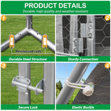 Raysfung Large Metal Chicken Coop, Walk-in Chicken Run Pen with Waterproof Cover, Spire Roof Poultry Cage for Outdoor, Backyard, Farm(9.7'Wx12.99'Lx6.4'H) Raysfung