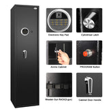 Langger V Biometric Rifle Gun Safe,Quick Access 5-Gun Large Improved Fingerprint Shotgun Security Cabinet for Rifle Shotgun w/o Scopes with Pistol Lock Box,Removable Storage Shelf (New Biometric Safe) LANGGER V