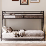 Twin Over Full Bunk Beds, Floor Bunk Bed Twin Over Full Bunk Beds with Build in Ladder, Heavy Buty Bunk Bed/Twin Over Full Bunk Bed for Adults, Teens, Kids(Twin Over Full, Black) Bellemave