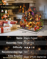 OurMiao DIY Miniature House Kit Magic Forest, Mini Doll House Building Kit with LED Lights Furniture, Miniature Dollhouse Kit Wooden Crafts for Adults Teens Gifts OurMiao