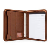 Forevermore Portfolios Portfolio Organizer - 3 Ring Binder with Notepad - 1.5 Inch Rings - Zippered Storage Pockets for Papers, Travel Documents, Presentation Folder, Cards, Passport, Tickets - Brown Forevermore Portfolios