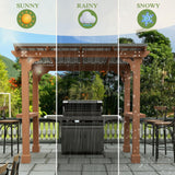 MUPATER 8 x 5 FT Outdoor Wooden Grill Gazebo with Sloping Metal roof, 2 Full Size Grills, BBQ Canopy for Patio, Lawn, Garden, Deck MUPATER