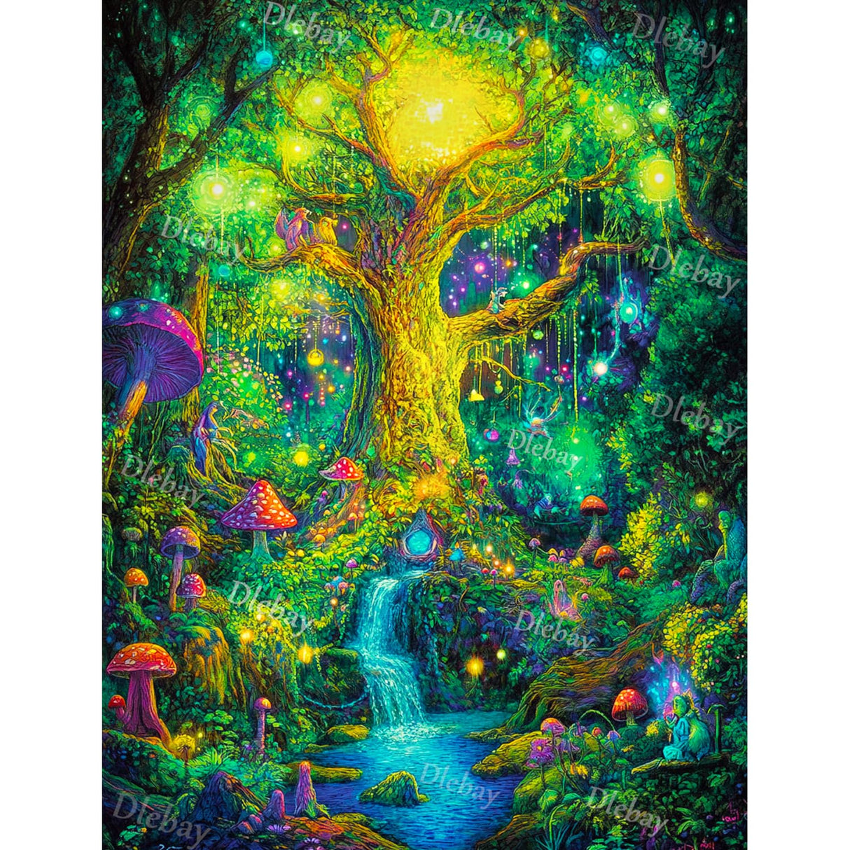 dlebay Diamond Art Kits for Adults,Glowing Tree Diamond Painting Kits for Adults,5d Diamond Painting Kit with Diamond Art Accessories,DIY Full Drill Paint by Diamonds,Home Wall Decor 12 x 16inch Dlebay