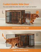 Feandrea Dog Crate Furniture, 43.3" Side End Table, Modern Kennel for Dogs Indoor up to 80 lb, Heavy-Duty Dog Cage with Enclosed Base, Double-Door Dog House, Rustic Brown UPFC024X01 Feandrea