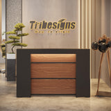 Tribesigns Modern Reception Desk with LED Lights, 63 Inches Front Counter Table for Reception Room, Lobby, Beauty Salon, Retail, Large Checkout Counter for Store Shop Clinic Office (Black&Brown) Tribesigns