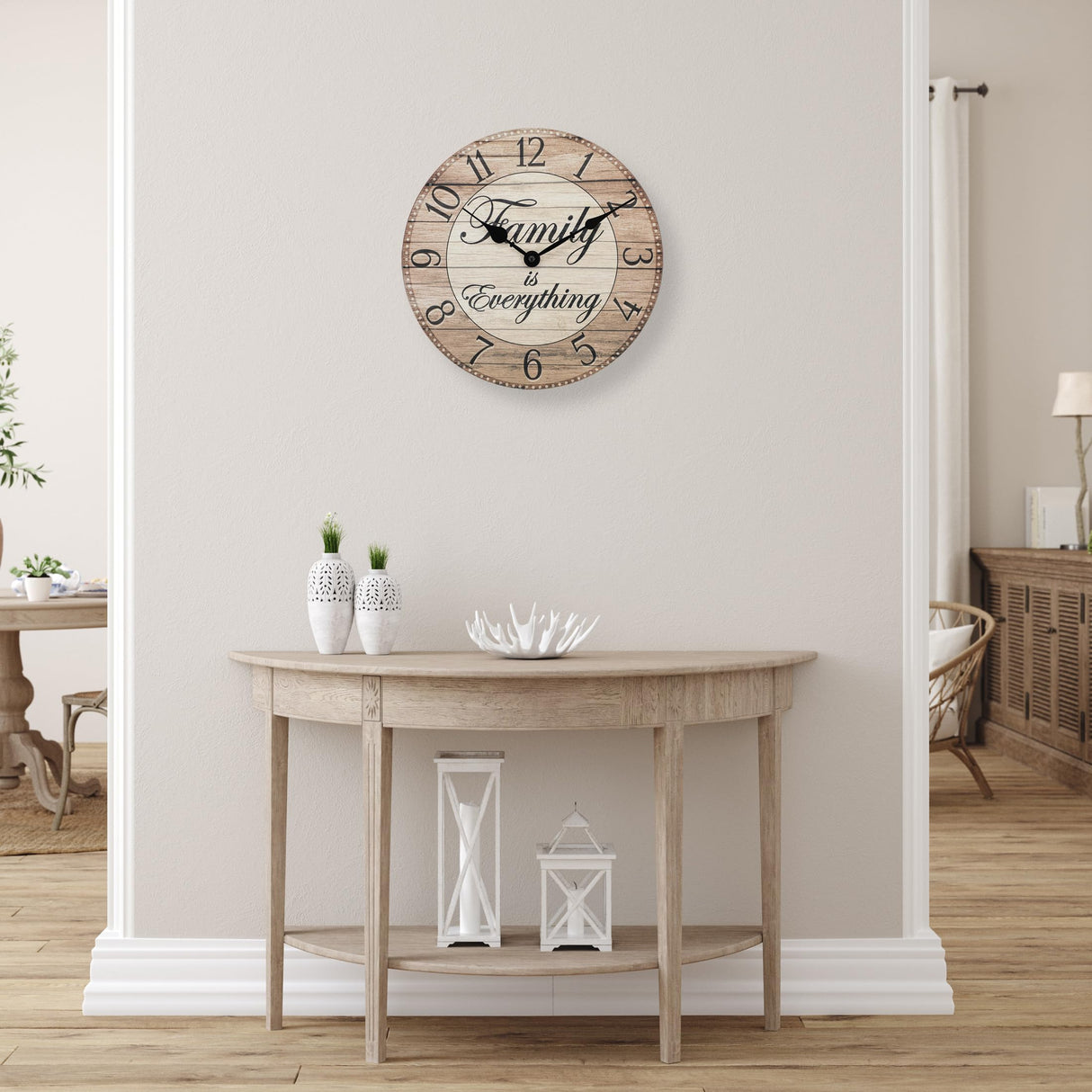 Westclox Wall Clock, 11-Inch Round Analog Clock with Inspirational Dial, Battery Powered, Quartz Movement, Farmhouse Rustic Decor for Living Room, Kitchen, Bedroom (Family is Everything, 11-Inch) Westclox