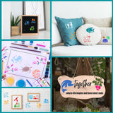Summer Stencils for Painting, 20PCS 3 Inch Plastic Beach Stencils for Crafts Reusable, Small Stencils for Painting on Wood Canvas Rock, Funny Sea Life Stencils for Home Decor & DIY Projects Felixcraft