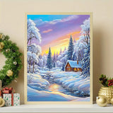Winter Landscape Diamond Art Kits for Adults,5D Forest Lake Diamond Painting Kits for Adults Beginners,DIY Full Round Drill Diamond Dot Painting Gem Art Kits for Adult,Home Wall Decor 11.8x15.7 Inch VCLKDIY