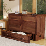 Keloyid Solid Wood Murphy Bed Cabinet：Queen Size Murphy Bed with USB Charging Station and Large Storage Drawer for Home，Optimize Sleeping Space（Mattress Not Included） Brown Yellow-9 Keloyid