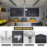 Polar Aurora 8 x 12 FT Outdoor Storage Shed, Metal Garden Shed with Updated Frame Structure, Tool Sheds for Backyard Garden Patio Lawn Black Polar Aurora
