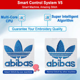 Smartstitch S-1501 Commercial Embroidery Machine with 15 Needles,14"x20" Embroidery Area,1200SPM Max Speed,12" Touch Screen, Wifi available, capable of embroidering on 3D Caps, Flat, T-shirt and more smartstitch