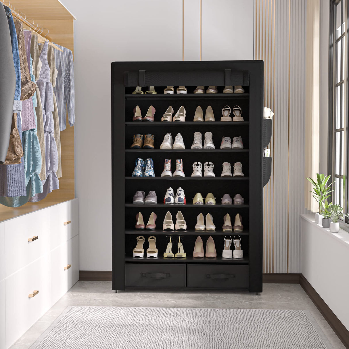OYREL Tall Shoe Rack Dustproof Cabinet Large Capacity 8 Tier Shoe Organizer,32-40 Pairs of Shoes OYREL