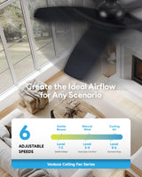 VONLUCE Ceiling Fans with Lights, 42 Inch Ceiling Fan and Remote, Full-spectrum LED Light, 3CCT, 6-Speeds Noiseless Reversible DC Motor, Modern Flush Mount Ceiling Fan for Farmhouse Bedroom Indoor VONLUCE