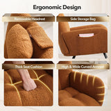 Tioutbot Rocking Chair Nursery Teddy with Pillow&High Backrest Armchair,Fabric Upholstered Accent Chair Nursing Chairs for Living Room, Bedroom,Brown Tioutbot