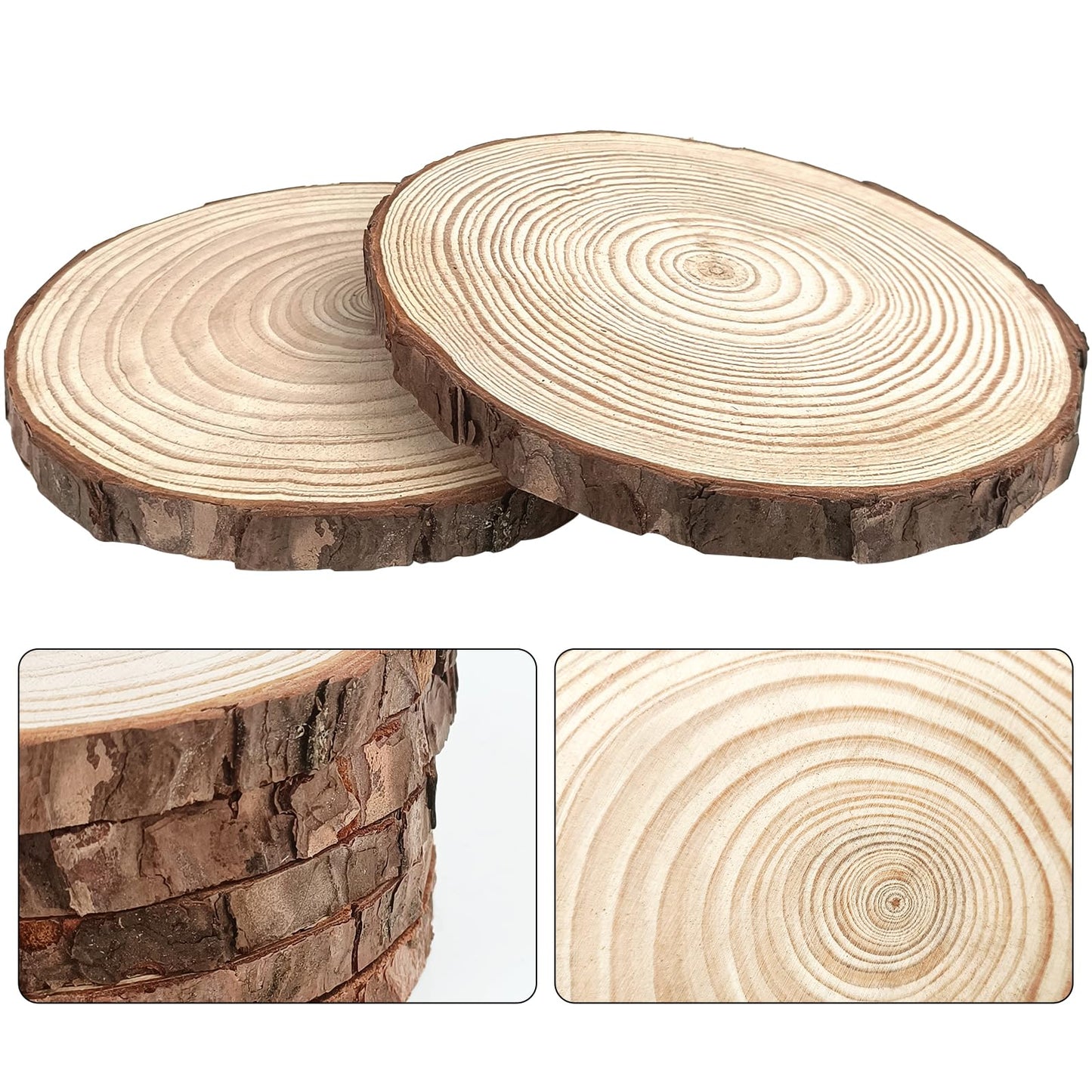 20Pcs Large Unfinished Wood Slices for Centerpieces,5.1-5.5 Inches Wood Centerpieces for Tables,DIY Round Wooden Discs with Tree Bark for Holiday Ornaments,Rustic Wedding (5.1-5.5in)