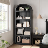 GarveeHome Bookcase 5 Shelf Arched Bookshelf 71.65in Tall Bookcase Farmhouse Display Storage Rack Wooden Bookshelves for Home Office, Living Room GarveeHome