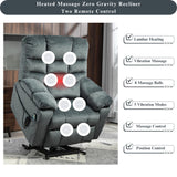 JUUXO 3-Motor Lift Chair with Adjustable Seat Height Zero Gravity Lay Flat Recliner with Heat Massage, Big Man Lift Recliners 400 lbs for Elderly Storage Cup Holders, Tall Man Recliner JUUXO