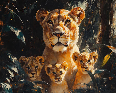 XTXGERL DIY Paint by Numbers for Adults Beginner, Lions, Adult Crafts Adults' Paint-by-Number Kits, Room Decor Gift (16x20 inch, No Frame) XTXGERL
