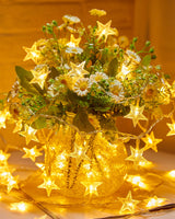 Minetom Star String Lights Battery Operated - 17 ft 50 LED Star Fairy String Lights with Timer, Waterproof for Indoor Bedroom Tent Loft Bed Patio Party Wedding Decor, Warm White Minetom