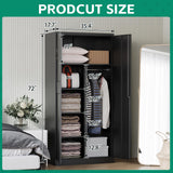 Letaya Metal Storage Cabinets Locker with Lock Door, 72'' Clothing Coat Steel Storage Freestanding Wardrobe for Office, Home, School, Employee,Gym,Fire Department (Black) Letaya