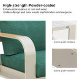 EAST OAK Signature 4 Pieces Patio Furniture Set, Aluminum Outdoor Furniture with Teak Wood Armrest, Sofa and Coffee Table Patio Set, Modern Patio Conversation Set for Porch, Champagne Gold & Green EAST OAK