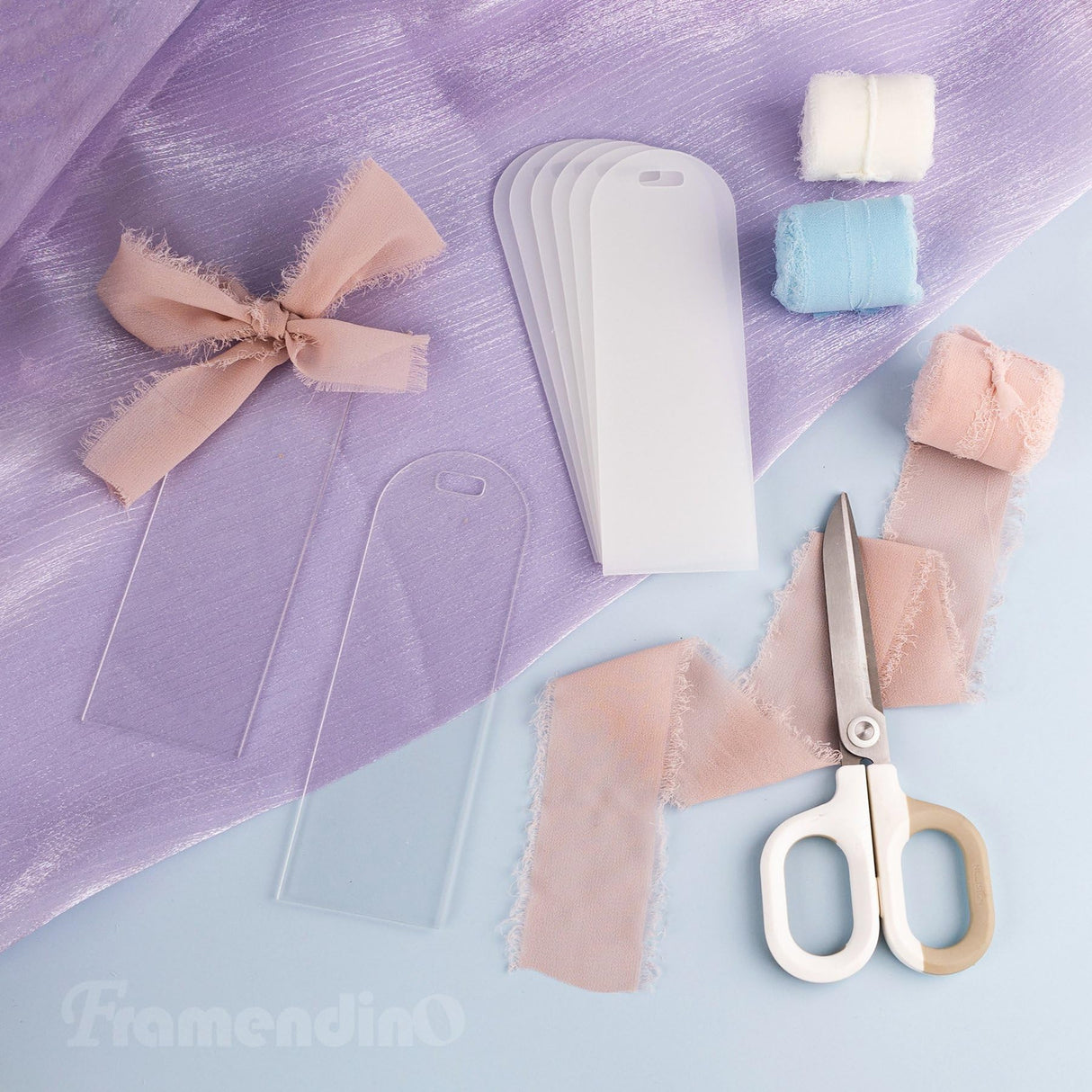 Framendino, 30 Pack 3 mm Acrylic Bookmark Blanks Sublimation Clear Bookmark with 30 Ribbon for DIY Crafts Framendino