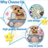 ajepon Dog Diamond Art Kits for Kids with Frame, Animal Diamond Art for Kids Ages 8-12, Dog Diamond Painting Kits for Kid with Beautiful Package for Gift Home Wall Decor (7x7inch) ajepon