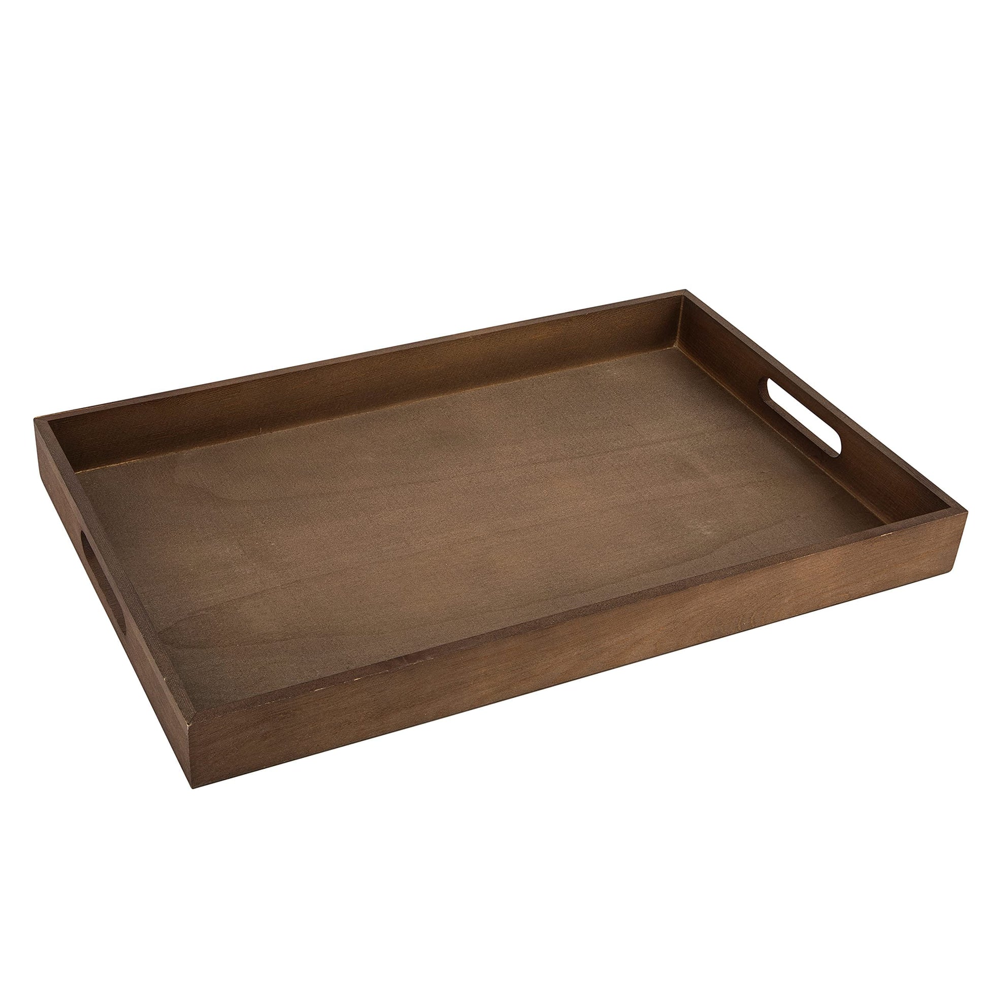 Dark Wood Serving Tray with Handles - Five Piece Nested Breakfast Tray - Wood Crafts Trays for Organizing | Bathroom Tray - Food Trays for Party Buffet Montessori Wooden Trays for Serving & C - WoodArtSupply