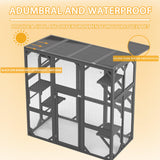 CuisinSmart Catio Outdoor Cat Enclosure Walk-in Cage Large Catio for Multiple Cats with Weatherproof Roof and 6 Platforms, Grey CuisinSmart
