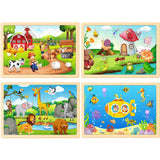 TQU Wooden Puzzles Toys for Kids Ages 4-6 3-5, Set of 4 Packs with 24-Piece, Farm, Zoo, Insects, Sea Animals Wood Jigsaw Puzzles, Preschool Educational Brain Teaser Toys TQU