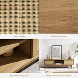 mopio Haylee 59" TV Stand, Modern Boho Farmhouse Entertainment Center, Natural Rattan TV Console, TV Stand with Storage, Media Console, for Living Room (Oak) mopio