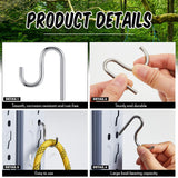 Blulu 10 Pcs 2'' Long Shed Hooks Shed Accessories for Hanging Heavy Duty Individual Utility Hooks Universal Wall Mounted J Utility Hangers for Tools Shovels Rakes Storage (Silver) Blulu