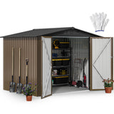 DWVO 8'x6' Large Metal Outdoor Storage Shed, Heavy Duty Tool Storage Sheds for Backyard Patio Lawn - Ideal for Bicycles, Garden Tools, and Lawn Equipment, Easy-to-Assemble, Brown DWVO