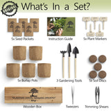 AVERGO Bonsai Tree Kit for Beginners – 5X Unique Japanese Bonzai Trees | Complete Indoor Starter Kit for Growing Bonsai Plants with Tools & Planters – Gardening Gifts for Women & Men AVERGO