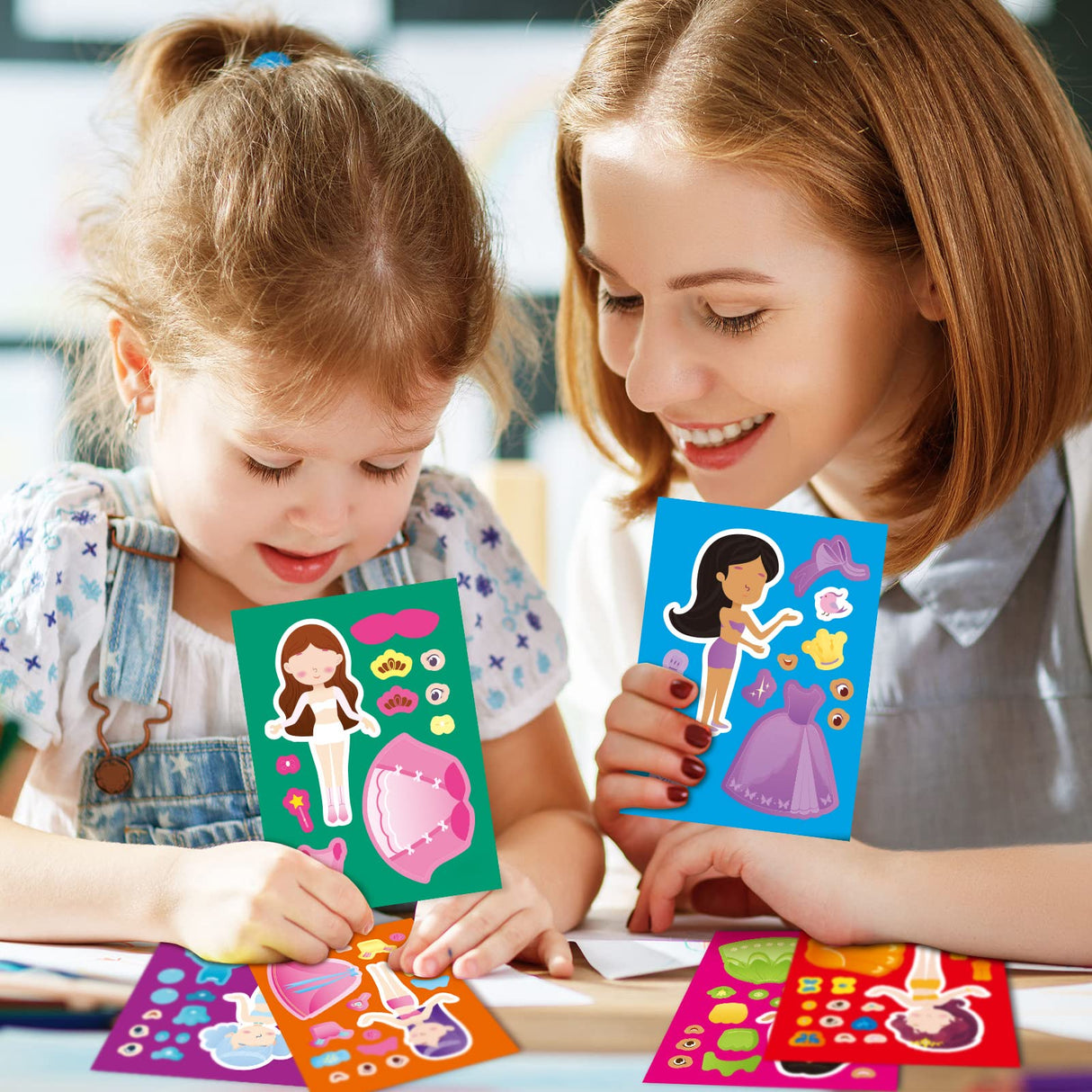 48 Pcs Princess Dress-Up Stickers Make a Face Make Your Own Stickers Birthday Party Favors for Kids Party Favors, Rewards, Art Craft with 8 Designs(Princess Style) Zonon