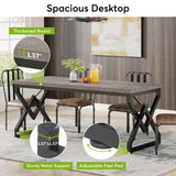 Tribesigns 63 Inch Executive Desk, Large Office Computer Desk with Extra Thick Wooden Tabletop and Metal Frame, Modern Simple Workstation Writing Table Study Desk for Home Office, Gray Tribesigns