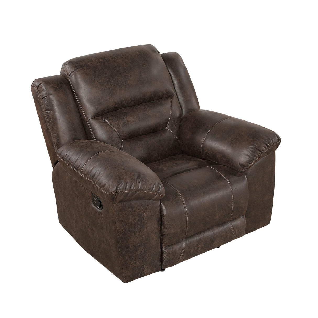 Benzara Henry Manual Rocker Recliner Chair, Pillow Tuft Dark Brown Microfiber Benzara