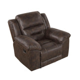 Benzara Henry Manual Rocker Recliner Chair, Pillow Tuft Dark Brown Microfiber Benzara