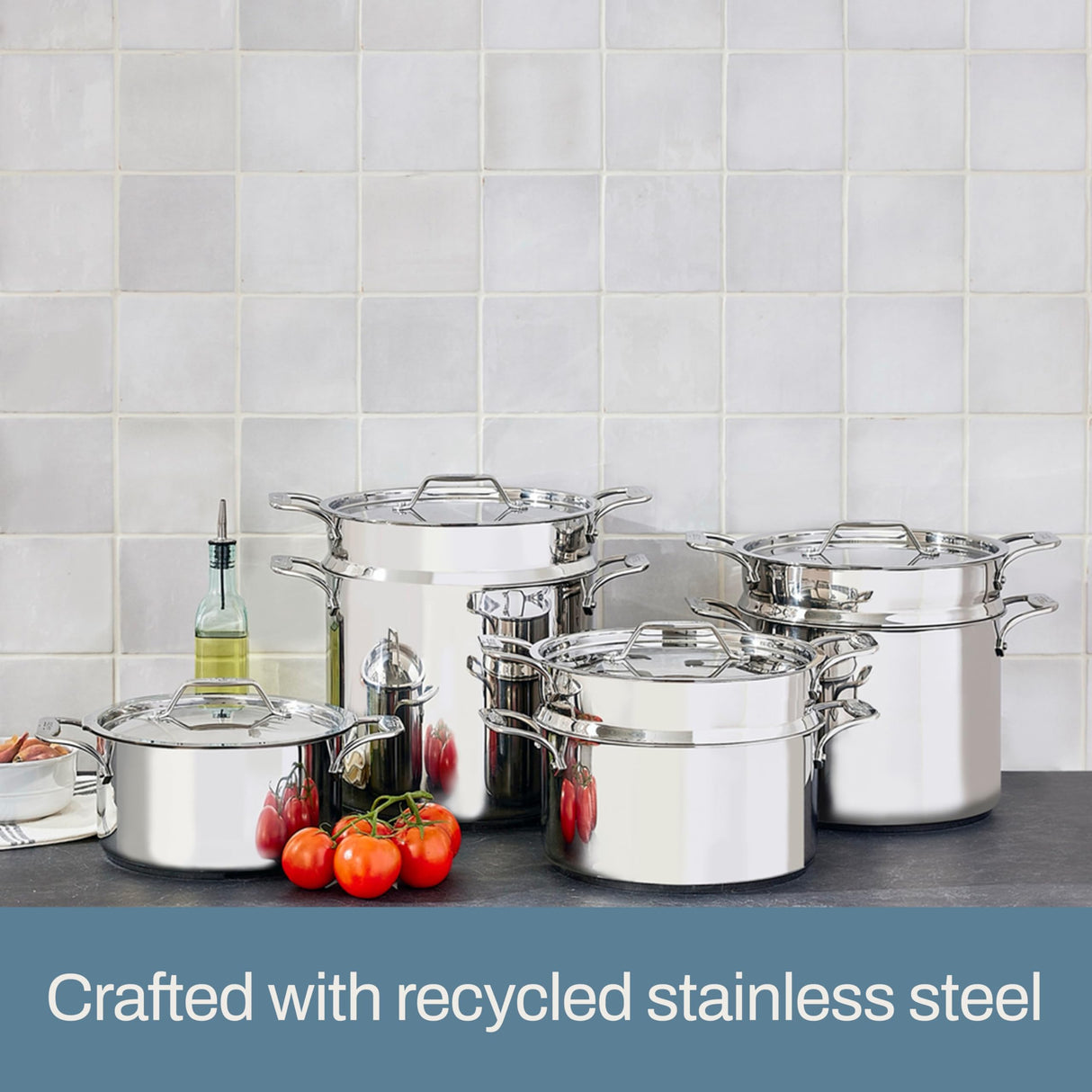 All-Clad Simply Strain Stainless Steel Stockpot, Multipot With Insert & Lid, 8 Quart, Induction, Oven Broiler Safe 600F, Strainer, Pasta Strainer with Handle, Steamer Pot, Pots and Pans Silver All-Clad