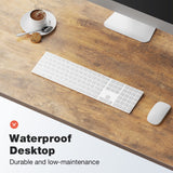 OLIXIS Computer Desk Home Office 48 Inch Writing Study Work Desk witne Storage Bag, Headphone Hooks, Large Simple Modern Wood Kids Student PC Table - Brown OLIXIS