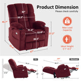 MCombo Large Triple Motor Power Lift Recliner Chair with Massage and Dual Heating, Adjustable Headrest for Tall Elderly People, Fabric 7634 (Burgundy, Large) MCombo